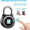 Picture of Fingerprint Padlock, Bluetooth Lock, Mobile APP, MEGAFEIS Smart Padlock with Keyless Biometric, Water Resistant, Suitable for Gym, Sports, Bike, School, Fence and Storage(Black)