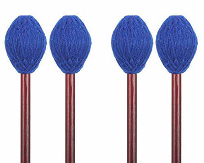 Picture of Buytra 2 Pairs Medium Hard Yarn Head Keyboard Marimba Mallets with Maple Handle, Blue