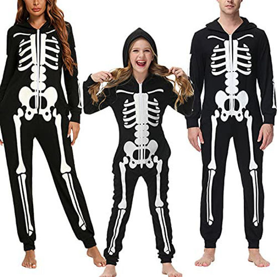 Picture of Halloween Cosplay Costume Family Matching Hoodies Romper Night Club Party Jumpsuit Top (Black,Kids 5-6T)