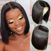 Picture of Straight Lace Front Bob Wigs Human Hair 4x4 T Part Lace Closure Short Bob Wigs for Black Women 150% Density Brazilian Virgin Human Hair Wigs Pre Plucked with Baby Hair (8inch)