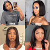 Picture of Straight Lace Front Bob Wigs Human Hair 4x4 T Part Lace Closure Short Bob Wigs for Black Women 150% Density Brazilian Virgin Human Hair Wigs Pre Plucked with Baby Hair (8inch)