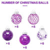 Picture of 60MM/2.36" Clear Christmas Ornaments Set, 30PCS Shatterproof Decorative Hanging Ball Ornament with Stuffed Delicate Decorations, Xmas Tree Balls for Halloween Holiday Party Thankgivings - Purple.