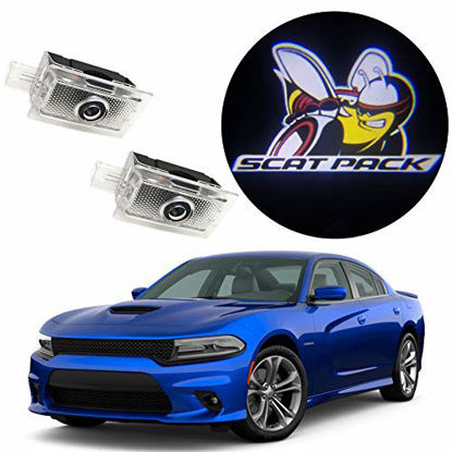 Picture of EastFly Never Fade Door Light Led Logo for Dodge Charger Magnum Projector Ghost Shadow Puddle Courtesy Step Lights (1. Scat Pack Emblem for Charger)