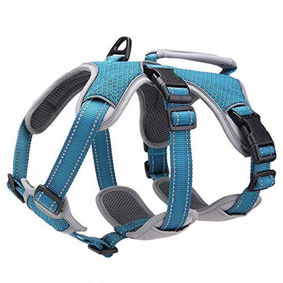 Picture of BELPRO Multi-Use Support Dog Harness, Escape Proof No Pull Reflective Adjustable Vest with Durable Handle, Dog Walking Harness for Big/Active Dogs (Blue, XL)