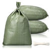 Picture of 100 Pieces Sand Bags for Flood Protection, 14 x 26 Inches Empty Poly Sandbags for Flooding, Woven Polyethylene Thickened Sandbags with 100 Pieces Nylon Cable Ties, Dark Green