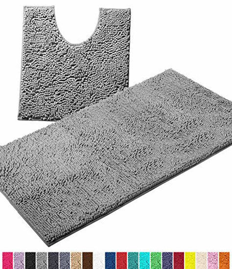 2 Piece Bathroom Rugs, Luxury Thick Plush Non Slip Bath Rug Set,Super  Absorbent