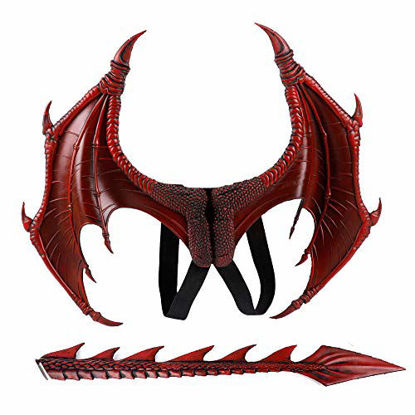 Picture of Himine Dragon Wings Props Cosplay Wing with Tail (Red)