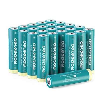 Picture of Deleepow AA Rechargeable Batteries Ni-MH, 3300mAh Long Lasting, 1.2V 1200 Cycles Rechargeable AA Batteries- 24 Count for Household and Business Devices