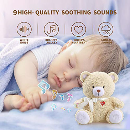 Picture of Honey Bear Baby Sleep Soother by BEREST- Mom's Heartbeat Sound White Noise Machine Infant Slumber Buddies Bear Toy Sleeping Aid, Nursery Decor with Baby Cry Sensor, Night Light, 9 Sounds Therapy