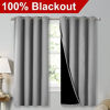 Picture of NICETOWN 100% Blackout Curtains with Black Liners, Thermal Insulated Full Blackout 2-Layer Lined Drapes, Energy Efficiency Window Draperies for Bedroom (Silver Grey, 2 Panels, 52-inch W by 63-inch L)