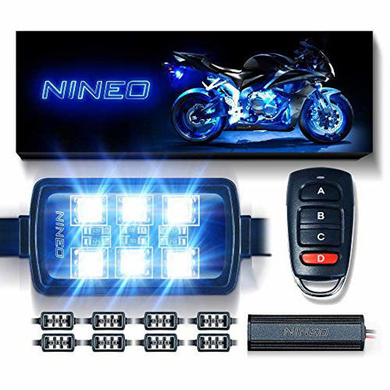 Picture of NINEO 8 pcs Motorcycle RGB LED Strip Lights , Multi-Color Neon w/Smart Remote Controller| Compatible with Carts Trikes Cruiser Scooter ATVs UTVs