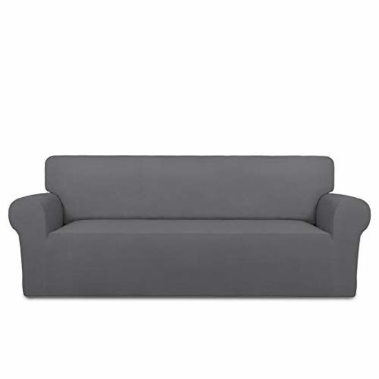 Picture of PureFit Super Stretch Chair Sofa Slipcover - Spandex Non Slip Soft Couch Sofa Cover, Washable Furniture Protector with Non Skid Foam and Elastic Bottom for Kids, Pets Sofa Gray 