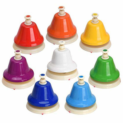 Picture of Facmogu Desk Bells, 8 Notes Diatonic Metal Hand Bells, Rainbow Music Bells, Musical Learning Teaching Percussion Instrument, Holiday Birthday Gift