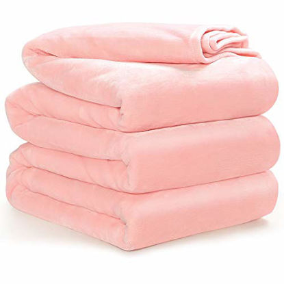 Picture of Fleece Blanket Queen King Twin Throw Size Soft Summer Cooling Breathable Luxury Plush Travel Camping Blankets Lightweight for Sofa Couch Bed (Light Pink, Queen (90" x 90"))