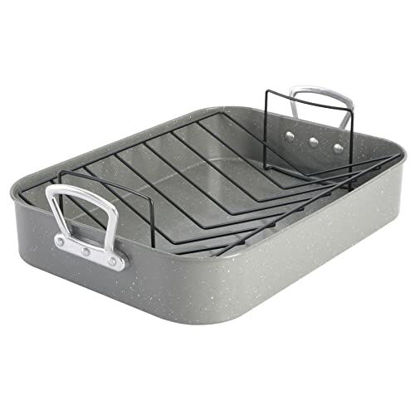 Picture of Gibson Home Oster Greystone 2-Piece Carbon Steel Roaster Pan w/Rack, Grey Speckle