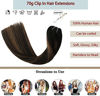 Picture of Clip in Hair Extensions 15in Ombre Natural Black to Chestnut Brown Highlight 70g/set 7 Pieces, 100% Remy Human Hair Extensions Seamless Straight Human Hair Extensions For Women (2-3sets for full head)