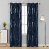 Picture of Deconovo Navy Blackout Curtains, Silver Print Wave Pattern Room Darkening Curtains for Living Room, 42x95 Inch, 2 Panels