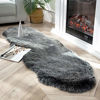 Picture of Ashler Soft Fox Faux Fur Chair Couch Cover Area Rug for Bedroom Floor Sofa Living Room Black White 2 x 6 Feet