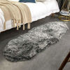 Picture of Ashler Soft Fox Faux Fur Chair Couch Cover Area Rug for Bedroom Floor Sofa Living Room Black White 2 x 6 Feet