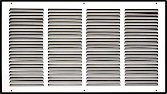 Picture of 24" X 12" Steel Return Air Grille | HVAC Vent Cover Grill for Sidewall and Ceiling, White | Outer Dimensions: 25.75"W X 13.75"H for 24x12 Duct Opening