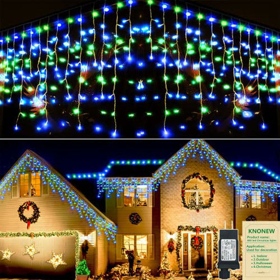 Christmas Lights Outdoor, 400 LED 33 FT 8 Modes Curtain Fairy Star