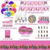 Picture of Girl Game Theme Birthday Party Supplies Decoration Icluded Cake Toppers,Tablecover,Plates,Knives,Spoons,Forks,Gift Bags, Banner,Balloons,Stickers,Hanging Swirls