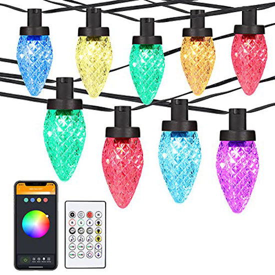 Christmas Tree Outdoor String Lights Bluetooth Remote Control Xmas