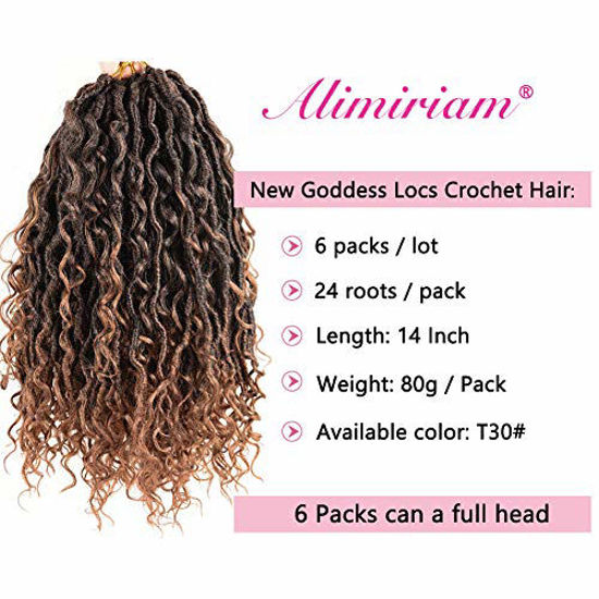 GetUSCart- Alimiriam New Goddess Locs Crochet Hair 6 Packs 14 inch Faux Locs  Wavy Crochet Curly Hair Faix Locs Crochet hair with Curly Ends River Curls Crochet  Hair (14 6packs T1B/30#)