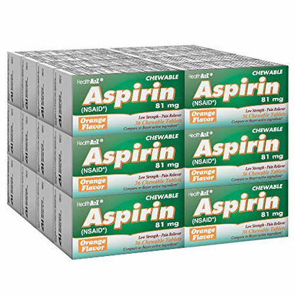 Picture of HealthA2Z Aspirin 81mg NSAID, Compare to Bayer Active Ingredient, 24 Packs of 36 Chewable Tablets(864 Tablets Total), Value Package