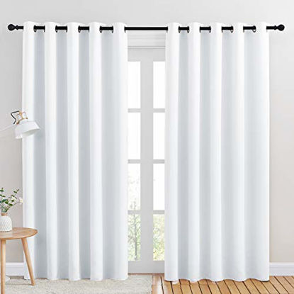 Picture of NICETOWN 50% Light Blocking Curtain Panels for Bedroom, Home Decoration Easy Care Grommet Draperies / Drapes, Window Covering for Kitchen (2 Panels, 70 by 84, White)
