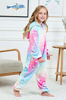 Picture of Girls Unicorn Pajamas Onesie Costume with Matching Doll Pajamas (Oblique stripe starry pink blue, 10 Years)