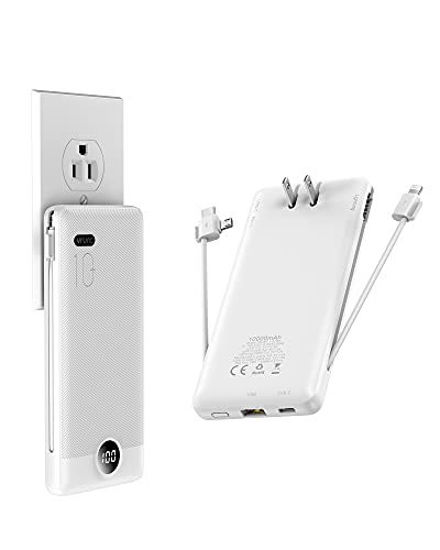 Portable Charger Battery Pack 10000mAh - Fast Charging Universal Power Bank  with Dual USB Ports – USB Cables Included (White)