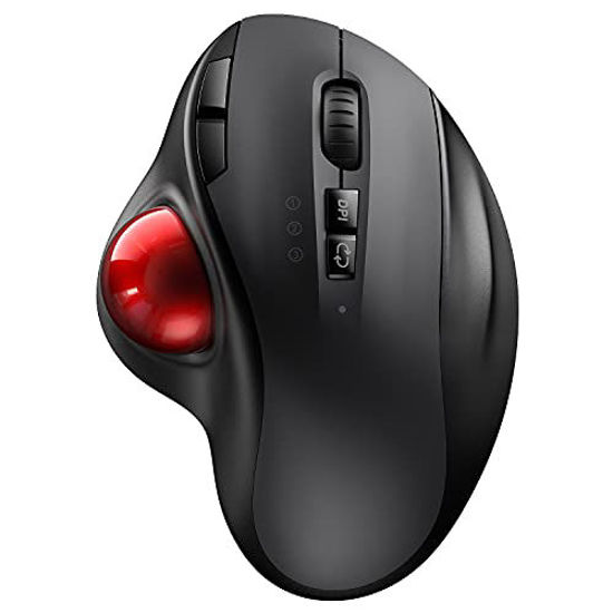 Picture of Bluetooth Trackball Mouse, 2.4G USB Wireless & Bluetooth Ergonomic Mice Between 3 Device Rechargeable with USB-C Port and 3 DPI for Windows/ Mac OS/ iOS/ Android - Black