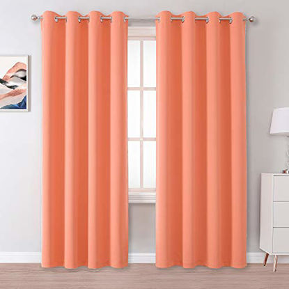 Picture of Coral Curtains Bedroom 84 Inches Long 2 Panels Set Room Darkening Drapes for Living Room Nursery Grommet Curtains Thermal Insulated Blackout Window Curtain Panels 52 W x 84 L Inch Burnt Coral