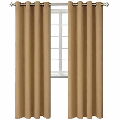 Picture of BGment Blackout Curtains for Living Room - Grommet Thermal Insulated Room Darkening Curtains for Bedroom, 2 Panels of 52 x 84 Inch, Khaki