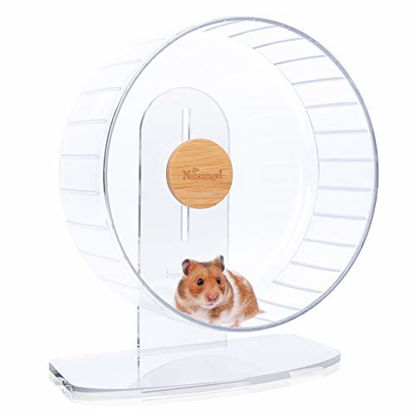 Picture of Niteangel Super-Silent Hamster Exercise Wheels: - Quiet Spinner Hamster Running Wheels with Adjustable Stand for Hamsters Gerbils Mice Or Other Small Animals (L, Transparent)