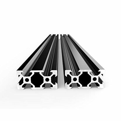 Picture of FEYRINX 2PCS 2040 Aluminum Extrusion Profile European Standard Anodized Black V Type Linear Rail for 3D Printer, Length 800mm