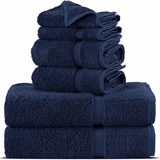 Picture of Towel Bazaar Premium Turkish Cotton Super Soft and Absorbent Towels (6-Piece Towel Set, Navy Blue)