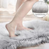 Picture of Ashler HOME DECO Soft Faux Sheepskin Fur Chair Couch Cover Area Rug Bedroom Floor Sofa Living Room Light Gray Rectangle 3 x 5 Feet