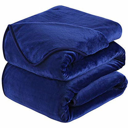 Picture of Soft King Size Blanket All Season Warm Fuzzy Microplush Lightweight Thermal Fleece Blankets for Couch Bed Sofa,90x108 Inches,Royal Blue