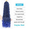 Picture of 36 Inch Nu Faux Locs Crochet Braids Hair 4 Packs Soft Goddess Curly Wavy Pre-Looped 100% Premium Fiber Synthetic Crochet Hair African Roots Most Natural Pre-twisted Hair Extensions (36 Inch, 1B/blue)