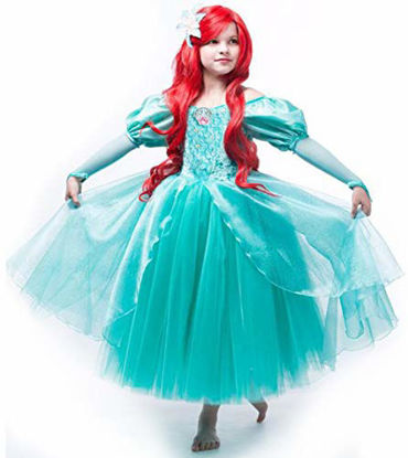 Picture of Little Mermaid Ariel Princess Dress Cinderella Halloween Costumes Dress Up Party Girls Cosplay Kids Ball Gown