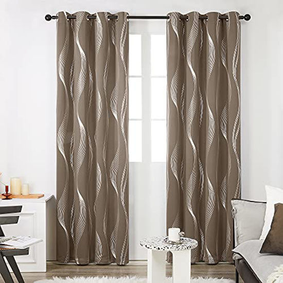 GetUSCart- Deconovo Khaki Blackout Curtains, Room Darkening Foil