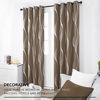 Picture of Deconovo Khaki Blackout Curtains, Room Darkening Foil Print Wave Stripe Thermal Insulated Grommet Window Curtains for Living Room, 2 Panels, 52x84 Inch