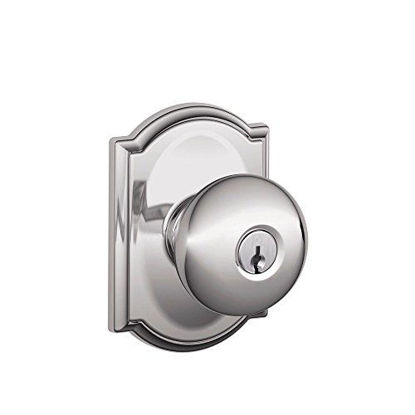 Picture of SCHLAGE F51A PLY 625 CAM Plymouth Knob with Camelot Trim Keyed Entry Lock, Bright Chrome