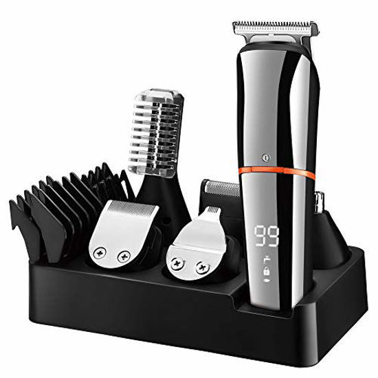 Picture of SURKER Beard Trimmer for Men Hair Clippers Body Mustache Nose Hair Groomer Cordless Precision Trimmer 6 in 1 Grooming Kit Waterproof USB Rechargeable