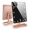 Picture of Lighted Makeup Mirror, Vanity Mirror with Bluetooth. Adjustable Brightness, Detachable 10X Magnification Spot Mirror, Rechargeable by Beautify Beauties (Rose Gold)