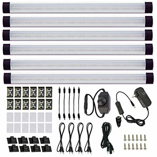 Picture of AIBOO LED Under Counter Light Rigid Bar Kit, Plug in Corded Under Cabinet Lighting with 12V LED Dimmable Switch for Counter Shelf Showcase Display Lighting (6 Panels,Warm White)