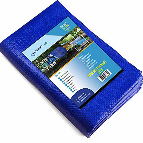 Picture of 20X25 Waterproof Multi-Purpose Poly Tarp - Blue Tarpaulin Protector for Cars, Boats, Construction Contractors, Campers, and Emergency Shelter. Rot, Rust and UV Resistant Protection Sheet