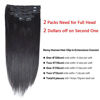 Picture of 18"Clip in Remy Human Hair Extensions Double Weft Thick to Ends Off Black(#1B) 6Pieces 70Grams/2.45oz